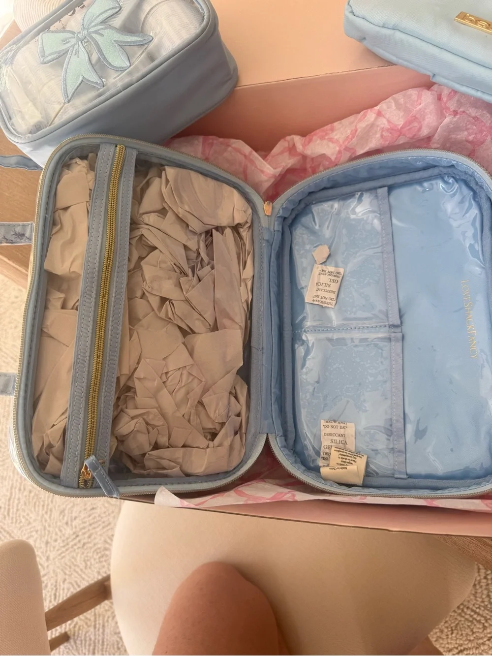 LoveShackFancy Blue Floral Makeup & Travel Organizer Set